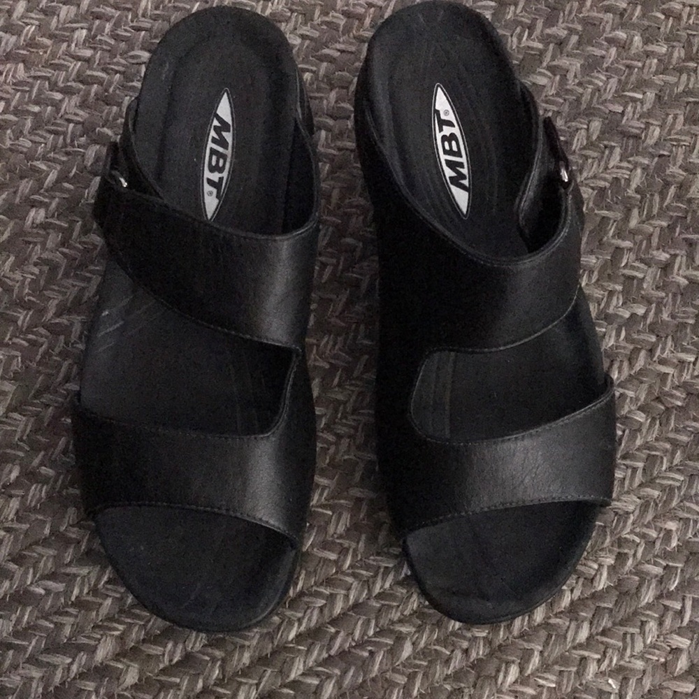 MBT Black Sandals womens Leather Comfort  Size 7.5